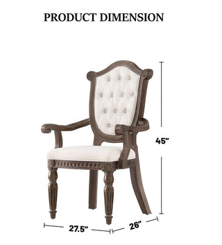 Sunvega Weathered Oak and Beige Finish Sheraton Shield Back Dining Side Chair