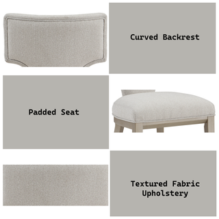 Sunvega Linen and Champagne Finish Side Chair with Padded Seat and Solid Wood Legs