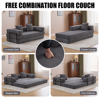 Sunvega Convertible Foldable Sofa Bed with Pillow Back Support Armrest for Living Room