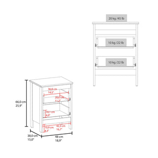 Sunvega White Nightstand with Two Spacious Drawers and Classic Knob Hardware