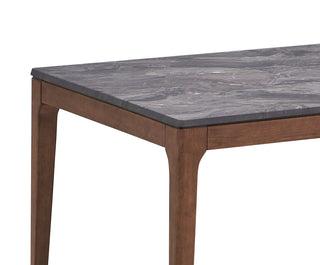 Sunvega Engineered Stone Top and Walnut Finish Dining Table for Family Meals