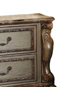 Sunvega Dresden Gold Patina & Bone Finish Two Drawer Wood Nightstand