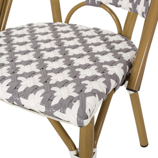 Sunvega Aluminum Frame and PE Rattan French Bistro Chairs, Set of 2 with Woven Finish