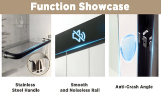 Sunvega Tempered Glass Sliding Shower Door with Aluminum Frame and Stainless Steel Handle