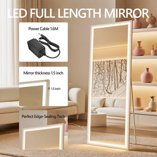 Sunvega Super Bright Dimmable LED Full Length Mirror with Shatterproof HD Glass