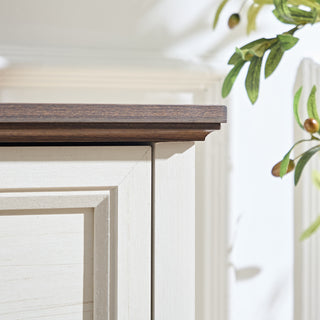 Sunvega Farmhouse 7 Drawers Dresser TV Stand with Barn Door Style and Spacious Design