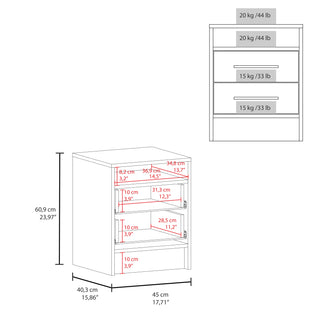 Sunvega White Modern Nightstand with Two Drawers and Shelf for Bedroom