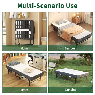 Sunvega 75-Inch Extra Long Folding Bed for Tall People with 5-Inch Memory Foam Mattress