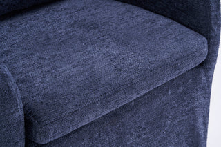 Sunvega Chenille Fabric Dining Arm Chair with Upholstered Back Cushion and Universal Wheels