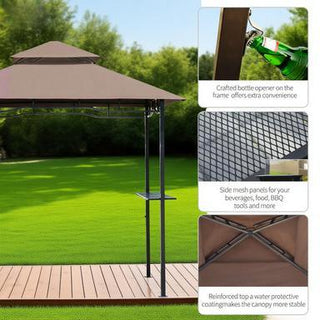 Sunvega Double Roof Grill Gazebo with Weather Resistant Canopy and Storage Shelves