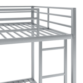 Sunvega Full over Full Metal Bunk Bed with Ladder and Guardrail for Bedroom
