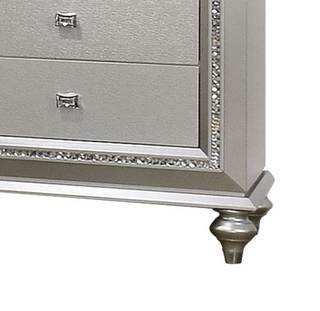 Sunvega Champagne Finish Nightstand with Crystal Accents and Felt-Lined Drawers
