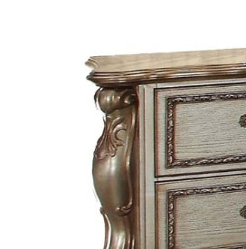 Sunvega Dresden Gold Patina & Bone Finish Two Drawer Wood Nightstand