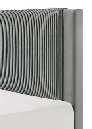 Sunvega Pink Ribbed Upholstered Headboard with Low-Profile Frame for Youth Bedroom