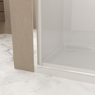 Sunvega 24x72 Inch Brushed Nickel Pivot Shower Door with Half Frame