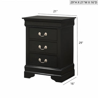 Sunvega Timeless Black Nightstand With Three Spacious Drawers For Organized Storage