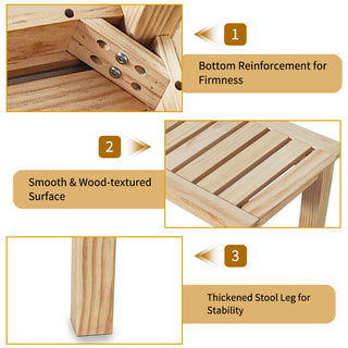 Sunvega 52.1 Inch Knot-Free Pine Wood Backless Slatted Seat Bench for Patio