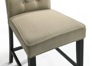 Sunvega Set of 2 Beige Upholstered Counter Height Chairs with Black Rubberwood Legs
