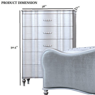 Sunvega Silver Finish Glamorous Chest with Curved Front and Crystal Acrylic Handles