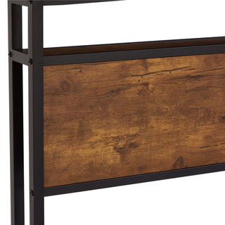 Sunvega Modern Twin Size Metal Platform Bed Frame with Wooden Headboard and USB LINER