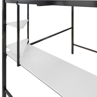 Sunvega Full Loft Bed with Desk and Shelves for Kids Teens Guest Room Dorm