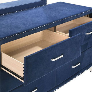 Sunvega Upholstered Dresser with Six Spacious Drawers and Nail Head Trim