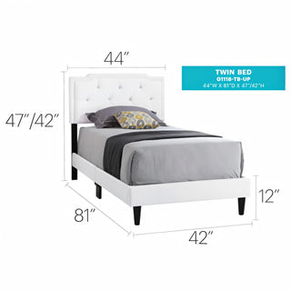 Sunvega Twin Bed Frame in Crisp White for Compact Living Areas