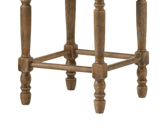 Sunvega Traditional Weathered Oak Finish Counter Height Stools with Beige Fabric Seating