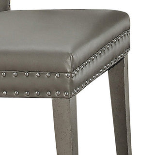 Sunvega Champagne Faux Leather Upholstered Dining Chairs with Tufted Backrest