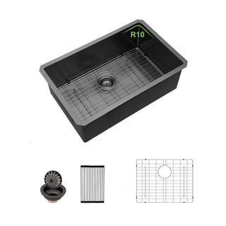 Sunvega 32x19 Inch Undermount Kitchen Sink with Superior Drainage and Soundproofing
