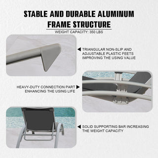 Sunvega Durable Textilene Fabric Chaise Lounge Chairs Set with Side Table