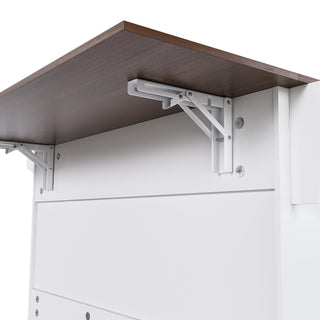 Sunvega White Kitchen Island Cart with Foldable Drop Leaf Tabletop and Storage on Wheels