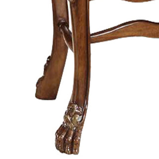 Sunvega Beige and Cherry Oak Counter Height Chairs with Ornate Carved Wood Legs