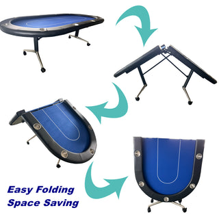 Sunvega Professional Foldable Poker Table with Cup Holders for 10 Players Casino Style