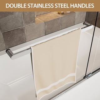 Sunvega 56-60" W x 72" H Matte Black Aluminum Frame Double Sliding Shower Door
