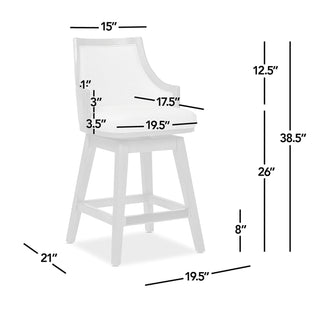 Sunvega Handcrafted Taupe Beige Cane Rattan Swivel Counter Stool with Recessed Arms