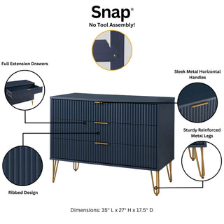 Sunvega Modern Glam Dresser with Gold Metal Handles and Splayed Legs for Bedroom