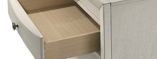 Sunvega Contemporary Neutral White Finish Curved Drawer Fronts Nightstand