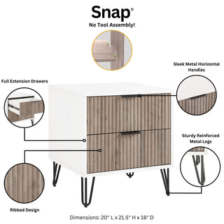 Sunvega Modern Glam Nightstand with Gold Metal Handles and Splayed Legs for Bedroom