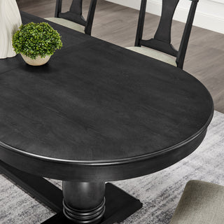 Sunvega Extendable Wooden Dining Table for 6 to 8 Persons with Curved Modern Design