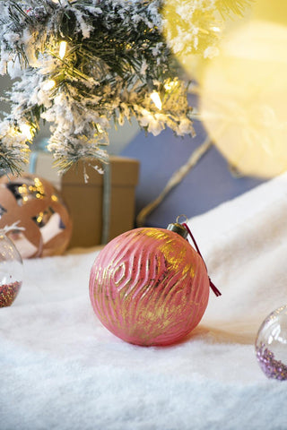 Sunvega Glass Glitter Painted Christmas Ball Ornaments Set of 12 for Holiday Decor