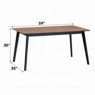 Sunvega Modern Walnut and Black Finish Rectangular Wooden Dining Table