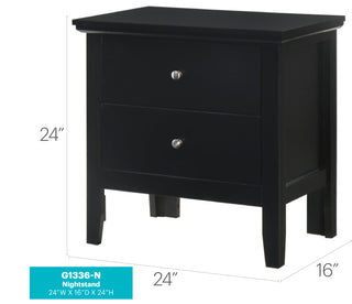 Sunvega Stylish Transitional Black Nightstand with Two Spacious Drawers for Small Spaces
