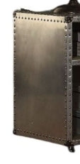 Sunvega Industrial Aluminum Nightstand with USB Power Dock and Nailhead Trim