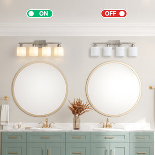 Sunvega Gold Vanity Light Fixture with Milky White Glass Shade for Mirror Bathroom