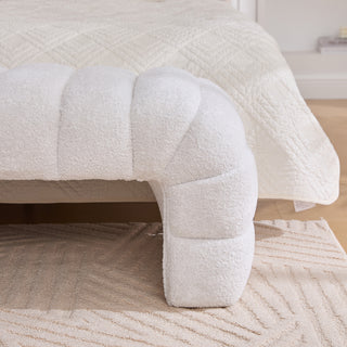 Sunvega Modern Upholstered Armless Bed Bench with Channel Tufted Chenille Ottoman for Living Room