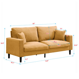 Sunvega 74 Inch High Resilience Three Seater Sofa with Sturdy Wooden Frame