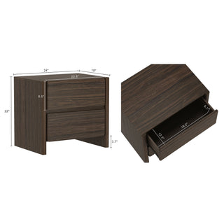 Sunvega Modern Oak Nightstand with Two Spacious Drawers for Bedroom