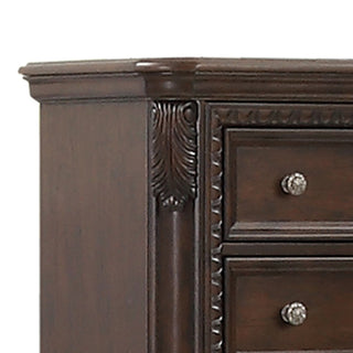 Sunvega Mahogany Finish Traditional Design 5 Drawer Chest with Custom Hardware