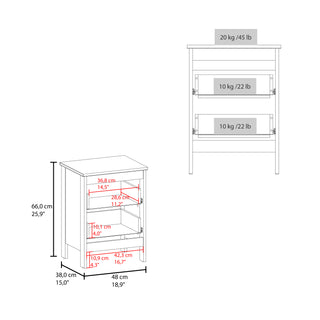 Sunvega Modern White Nightstand with Dual Drawers and Open Shelf for Bedroom